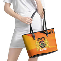 Netherlands Darts Leather Tote Bag Born To Play Darts Grunge Style - Wonder Print Shop