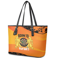 Netherlands Darts Leather Tote Bag Born To Play Darts Grunge Style - Wonder Print Shop