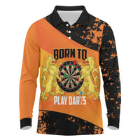 Personalised Netherlands Darts Long Sleeve Polo Shirt Born To Play Darts Grunge Style - Wonder Print Shop