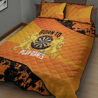 Netherlands Darts Quilt Bed Set Born To Play Darts Grunge Style - Wonder Print Shop