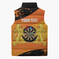Personalised Netherlands Darts Sleeveless Puffer Jacket Born To Play Darts Grunge Style - Wonder Print Shop