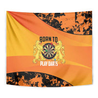Netherlands Darts Tapestry Born To Play Darts Grunge Style - Wonder Print Shop