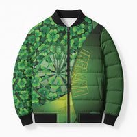 Personalised Ireland Darts Bomber Puffer Jacket Dartboard Irish Shamrock Pattern - Wonder Print Shop
