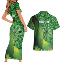 Personalised Ireland Darts Couples Matching Short Sleeve Bodycon Dress and Hawaiian Shirt Dartboard Irish Shamrock Pattern - Wonder Print Shop