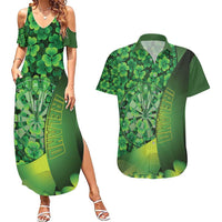 Personalised Ireland Darts Couples Matching Summer Maxi Dress and Hawaiian Shirt Dartboard Irish Shamrock Pattern - Wonder Print Shop