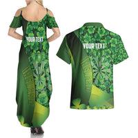 Personalised Ireland Darts Couples Matching Summer Maxi Dress and Hawaiian Shirt Dartboard Irish Shamrock Pattern - Wonder Print Shop