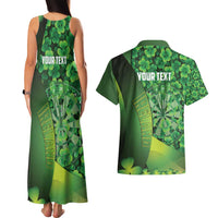Personalised Ireland Darts Couples Matching Tank Maxi Dress and Hawaiian Shirt Dartboard Irish Shamrock Pattern - Wonder Print Shop