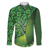 Personalised Ireland Darts Family Matching Long Sleeve Bodycon Dress and Hawaiian Shirt Dartboard Irish Shamrock Pattern - Wonder Print Shop