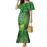 Personalised Ireland Darts Family Matching Mermaid Dress and Hawaiian Shirt Dartboard Irish Shamrock Pattern - Wonder Print Shop