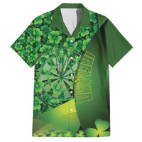 Personalised Ireland Darts Family Matching Off The Shoulder Long Sleeve Dress and Hawaiian Shirt Dartboard Irish Shamrock Pattern - Wonder Print Shop