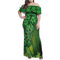 Personalised Ireland Darts Family Matching Off Shoulder Maxi Dress and Hawaiian Shirt Dartboard Irish Shamrock Pattern - Wonder Print Shop