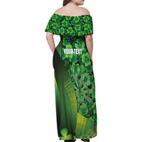 Personalised Ireland Darts Family Matching Off Shoulder Maxi Dress and Hawaiian Shirt Dartboard Irish Shamrock Pattern - Wonder Print Shop