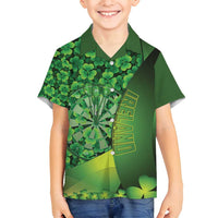 Personalised Ireland Darts Family Matching Off Shoulder Short Dress and Hawaiian Shirt Dartboard Irish Shamrock Pattern - Wonder Print Shop
