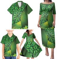 Personalised Ireland Darts Family Matching Puletasi and Hawaiian Shirt Dartboard Irish Shamrock Pattern - Wonder Print Shop