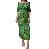 Personalised Ireland Darts Family Matching Puletasi and Hawaiian Shirt Dartboard Irish Shamrock Pattern - Wonder Print Shop