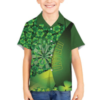 Personalised Ireland Darts Family Matching Short Sleeve Bodycon Dress and Hawaiian Shirt Dartboard Irish Shamrock Pattern - Wonder Print Shop