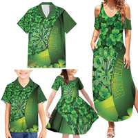 Personalised Ireland Darts Family Matching Summer Maxi Dress and Hawaiian Shirt Dartboard Irish Shamrock Pattern - Wonder Print Shop
