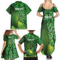 Personalised Ireland Darts Family Matching Summer Maxi Dress and Hawaiian Shirt Dartboard Irish Shamrock Pattern - Wonder Print Shop