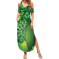 Personalised Ireland Darts Family Matching Summer Maxi Dress and Hawaiian Shirt Dartboard Irish Shamrock Pattern - Wonder Print Shop