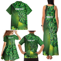 Personalised Ireland Darts Family Matching Tank Maxi Dress and Hawaiian Shirt Dartboard Irish Shamrock Pattern - Wonder Print Shop