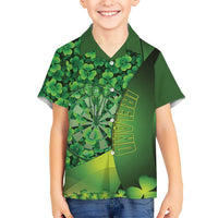 Personalised Ireland Darts Kid Hawaiian Shirt Dartboard Irish Shamrock Pattern - Wonder Print Shop