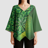 Personalised Ireland Darts Kimono Sleeve Blouse Dartboard Irish Shamrock Pattern - Wonder Print Shop