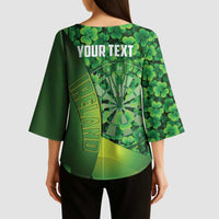 Personalised Ireland Darts Kimono Sleeve Blouse Dartboard Irish Shamrock Pattern - Wonder Print Shop
