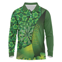 Personalised Ireland Darts Long Sleeve Polo Shirt Dartboard Irish Shamrock Pattern - Wonder Print Shop