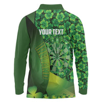 Personalised Ireland Darts Long Sleeve Polo Shirt Dartboard Irish Shamrock Pattern - Wonder Print Shop