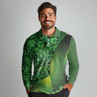 Personalised Ireland Darts Long Sleeve Polo Shirt Dartboard Irish Shamrock Pattern - Wonder Print Shop
