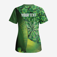 Personalised Ireland Darts Scrub Top Dartboard Irish Shamrock Pattern - Wonder Print Shop