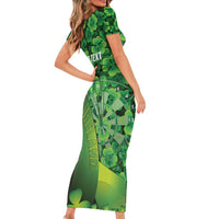 Personalised Ireland Darts Short Sleeve Bodycon Dress Dartboard Irish Shamrock Pattern - Wonder Print Shop