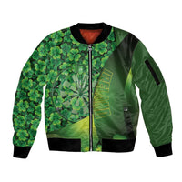 Personalised Ireland Darts Sleeve Zip Bomber Jacket Dartboard Irish Shamrock Pattern - Wonder Print Shop