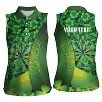 Personalised Ireland Darts Women Sleeveless Polo Shirt Dartboard Irish Shamrock Pattern - Wonder Print Shop