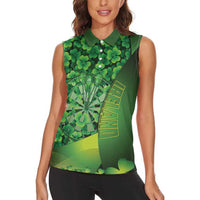Personalised Ireland Darts Women Sleeveless Polo Shirt Dartboard Irish Shamrock Pattern - Wonder Print Shop