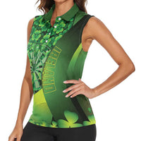 Personalised Ireland Darts Women Sleeveless Polo Shirt Dartboard Irish Shamrock Pattern - Wonder Print Shop