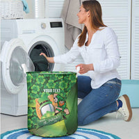 St Patrick's Day Ireland Rugby Custom Laundry Basket Leprechaun Mascot Irish Shamrock Pattern - Wonder Print Shop