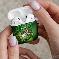 St Patrick's Day Ireland Rugby Custom AirPods Case Leprechaun Mascot Irish Shamrock Pattern - Wonder Print Shop
