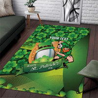 St Patrick's Day Ireland Rugby Custom Area Rug Leprechaun Mascot Irish Shamrock Pattern - Wonder Print Shop