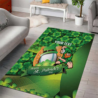 St Patrick's Day Ireland Rugby Custom Area Rug Leprechaun Mascot Irish Shamrock Pattern - Wonder Print Shop