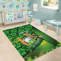 St Patrick's Day Ireland Rugby Custom Area Rug Leprechaun Mascot Irish Shamrock Pattern - Wonder Print Shop