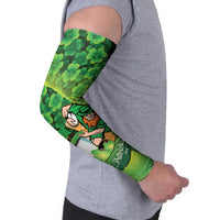 St Patrick's Day Ireland Rugby Custom Arm Sleeves Leprechaun Mascot Irish Shamrock Pattern - Wonder Print Shop