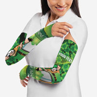 St Patrick's Day Ireland Rugby Custom Arm Sleeves Leprechaun Mascot Irish Shamrock Pattern - Wonder Print Shop