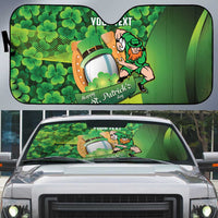 St Patrick's Day Ireland Rugby Custom Auto Sun Shade Leprechaun Mascot Irish Shamrock Pattern - Wonder Print Shop