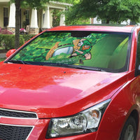 St Patrick's Day Ireland Rugby Custom Auto Sun Shade Leprechaun Mascot Irish Shamrock Pattern - Wonder Print Shop