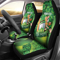 St Patrick's Day Ireland Rugby Custom Car Seat Cover Leprechaun Mascot Irish Shamrock Pattern - Wonder Print Shop