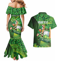 St Patrick's Day Ireland Rugby Custom Couples Matching Mermaid Dress and Hawaiian Shirt Leprechaun Mascot Irish Shamrock Pattern - Wonder Print Shop