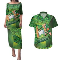St Patrick's Day Ireland Rugby Custom Couples Matching Puletasi and Hawaiian Shirt Leprechaun Mascot Irish Shamrock Pattern - Wonder Print Shop