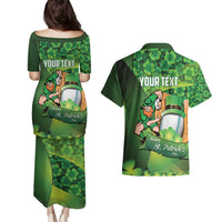 St Patrick's Day Ireland Rugby Custom Couples Matching Puletasi and Hawaiian Shirt Leprechaun Mascot Irish Shamrock Pattern - Wonder Print Shop