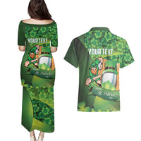 St Patrick's Day Ireland Rugby Custom Couples Matching Puletasi and Hawaiian Shirt Leprechaun Mascot Irish Shamrock Pattern - Wonder Print Shop